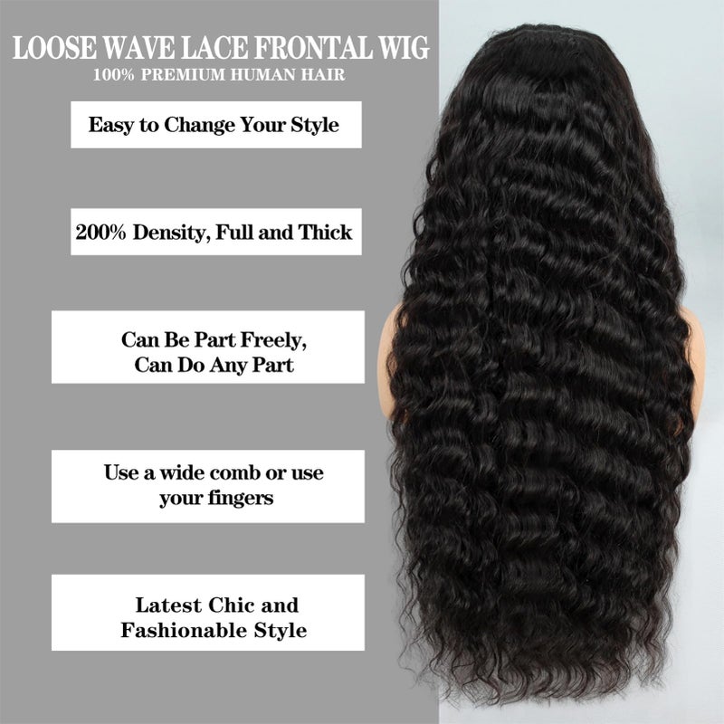 ROYAL IMPRESSION 28 Inch Loose Wave Lace Front Wigs Human Hair 200% Density 13x4 HD Full Lace Frontal Wigs Human Hair 12A Loose Deep Wave Glueless Wigs Human Hair Pre Plucked for Black Women 3X Longer Lifespan - Image 3